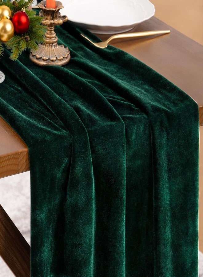 Socomi طقم مفرش طاولة مخملي أخضر من سوكومي، قطعتان، لعيد الحب، مقاس 20 × 120 بوصة (10 أقدام)، لون أخضر زمردي فاخر، مناسب لحفلات الزفاف ورأس السنة وحفلات توديع العزوبية. - Image 1